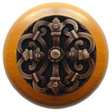 Notting Hill Cabinet Knob Chateau-Maple Antique Brass 1-1-2" diameter - cabinetknobsonline