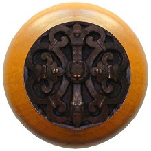 Notting Hill Cabinet Knob Chateau-Maple Dark Brass 1-1-2" diameter - cabinetknobsonline