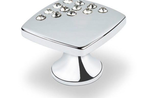 TOPEX DECORATIVE CABINET HARDWARE KNOB WITH CORNER SWAROVSKI CRYSTALS - cabinetknobsonline