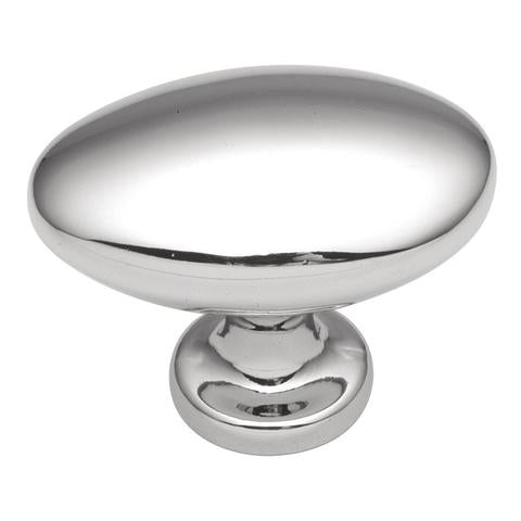 Hickory HardwareEclectic 1 Inch Oval Cabinet Knob Polished Chrome - cabinetknobsonline