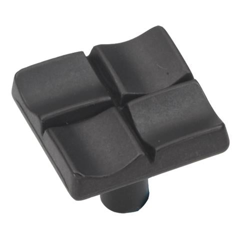 Hickory Hardware Tidal 1 Inch Square Cabinet Knob Black Iron - cabinetknobsonline