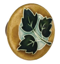 Acorn Manufacturing Cabinet Hardware Lg Rd Brown w-3 Green Leaves - cabinetknobsonline