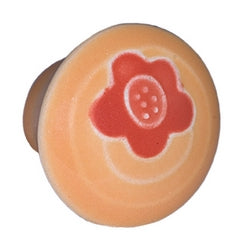 Acorn Manufacturing Cabinet Knob Small Round Gold w-Orange Flower - cabinetknobsonline