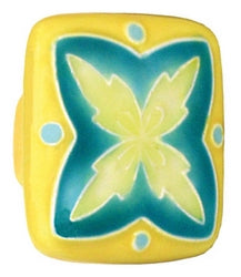 Acorn Manufacturing Cabinet  Hardware Lg Sq Yellow & Teal "X" Design - cabinetknobsonline