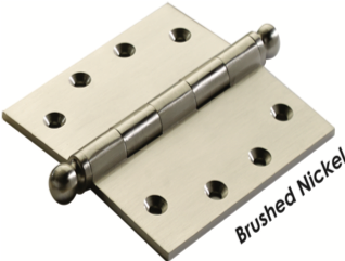 Deco & Deco Decorative Button Tip Door Hinges 2-1-2" X 2-1-2" Extruded Solid Brass Hinges Satin Brass - cabinetknobsonline