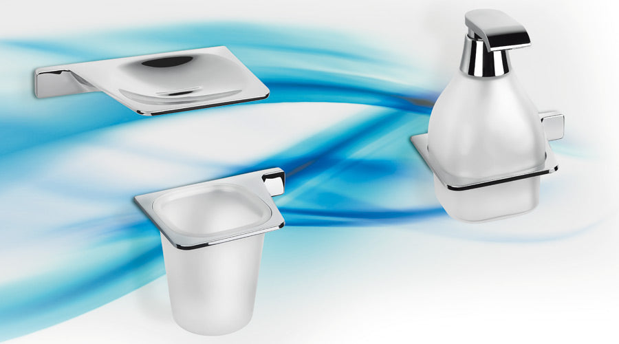 Colombo Design Bathroom Accessories Alize Collection Glass Holder Left CHROME - cabinetknobsonline