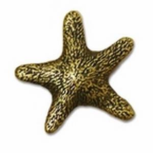 Big Sky Hardware-Animal Star Fish Cabinet Knob Antique Brass - cabinetknobsonline