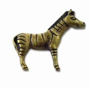 Big Sky Hardware-Animal Zebra Cabinet Knob Antique Brass - cabinetknobsonline