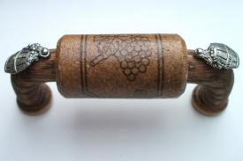 Vine Designs Espresso Cabinet Handle, matching cork, silver barrel accents - cabinetknobsonline