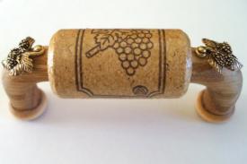 Vine Designs Oak Cabinet Handle, matching cork, gold leaf accents - cabinetknobsonline