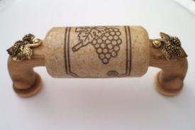 Vine Designs Oak Cabinet Handle, natural cork, gold leaf accents - cabinetknobsonline