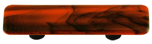 Hot Knobs Glass Cabinet Pull Black Swirl Opal Orange - cabinetknobsonline
