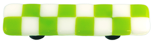 Hot Knobs Glass Cabinet Pull Spring Green White Squares - cabinetknobsonline