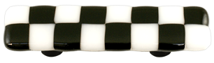 Hot Knobs Glass Cabinet Pull Black White Squares - cabinetknobsonline