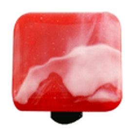 Hot Knobs Glass Cabinet Knob White Swirl Brick Red - cabinetknobsonline
