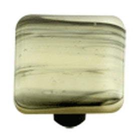 Hot Knobs Glass Cabinet Knob Black Swirl French Vanilla - cabinetknobsonline