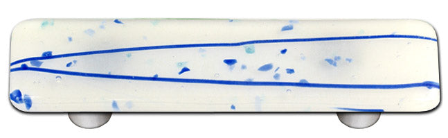 Hot Knobs Glass Cabinet Pull Mardi Gras Collection Blue MG White - cabinetknobsonline