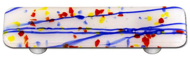 Hot Knobs Glass Cabinet Pull Mardi Gras Collection Multi Colored MG White - cabinetknobsonline