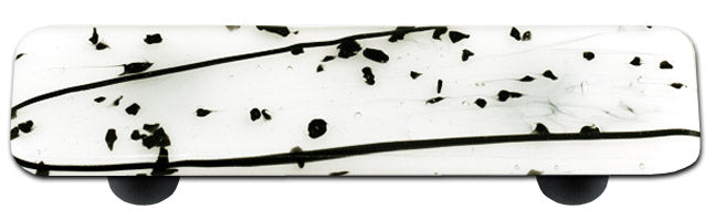 Hot Knobs Glass Cabinet Pull Mardi Gras Collection Black MG White - cabinetknobsonline