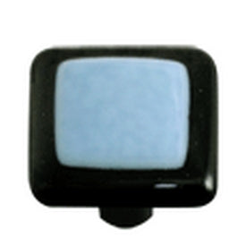 Hot Knobs Glass Cabinet Knob Black Border Powder Blue - cabinetknobsonline