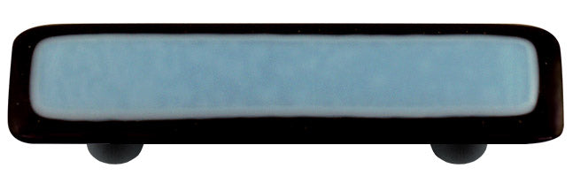 Hot Knobs Glass Cabinet Pull Black Border Powder Blue - cabinetknobsonline