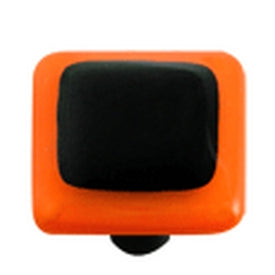 Hot Knobs Glass Cabinet Knob Opal Orange Border Black - cabinetknobsonline