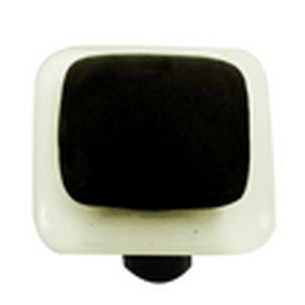 Hot Knobs Border Collection Glass Cabinet Knob White Border Black - cabinetknobsonline
