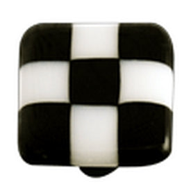Hot Knobs Glass Cabinet Knob, Black White Squares - cabinetknobsonline