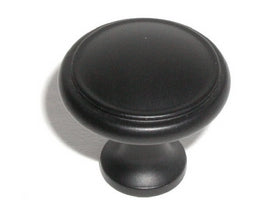 Top Knobs Cabinet Hardware Nouveau Collection Ringed Knob 1 1-8" - Flat Black - cabinetknobsonline
