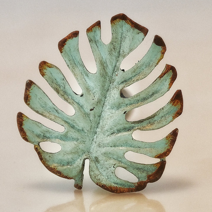 Charleston Knob Company Oak ( Monstera ) Leaf Knob - Verdigris finish