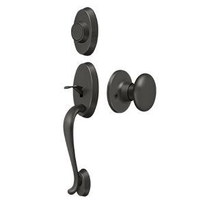 Deltana Architectural Hardware Riversdale Handleset with Flat Round Knob Dummy