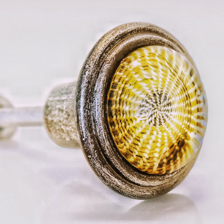 Pewter and Glass Knob – SweetGrass Basket Weave