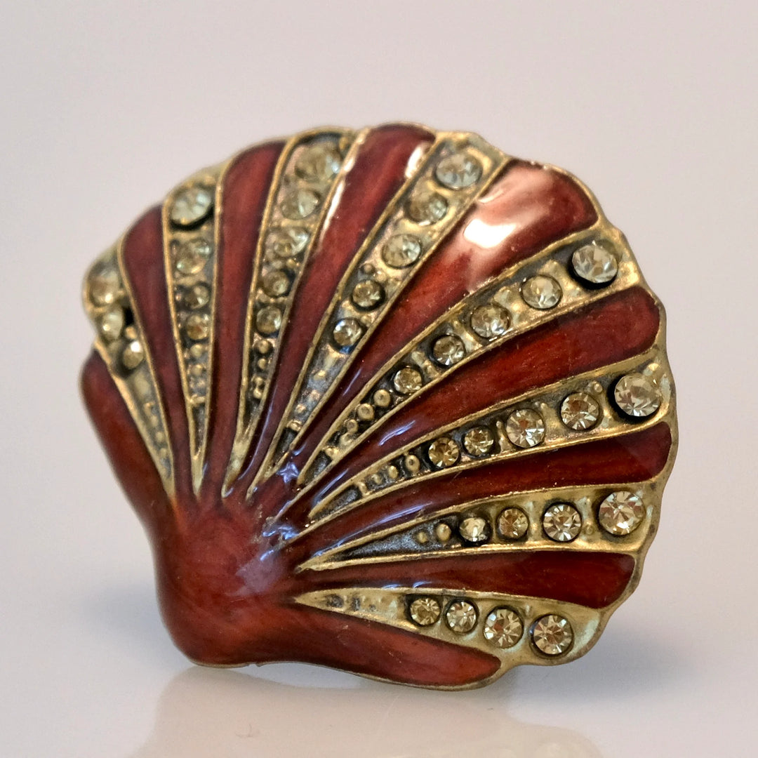 Charleston Knob Company Cloisonne Jewel Knob - Scallop Shell Ruby