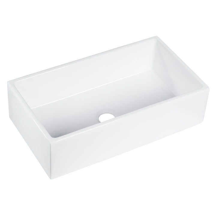 Kosula Glossy White Ceramic Rectangular 36" L x 19.8" W Farmhouse Sink