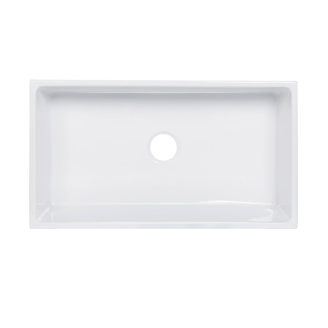 Kosula Glossy White Ceramic Rectangular 36" L x 19.8" W Farmhouse Sink