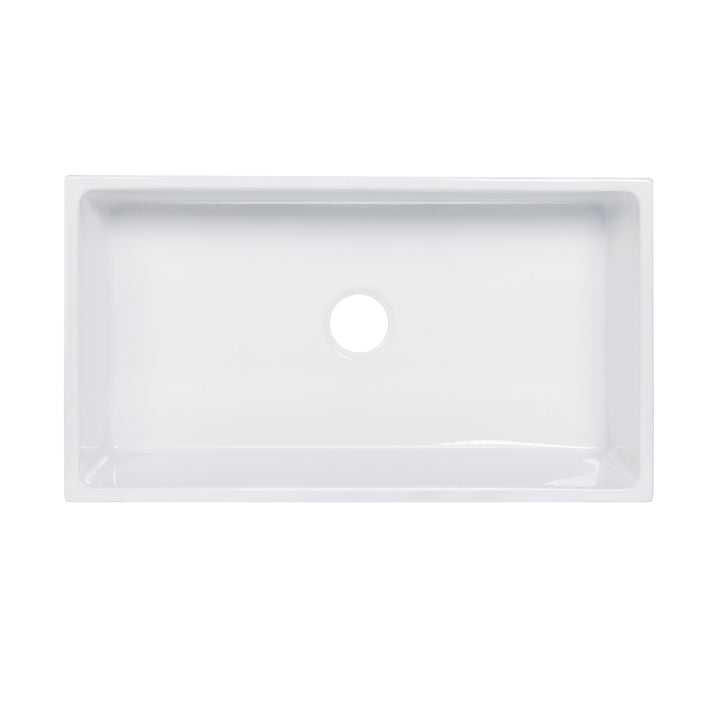 Kosula Glossy White Ceramic Rectangular 36" L x 19.8" W Farmhouse Sink