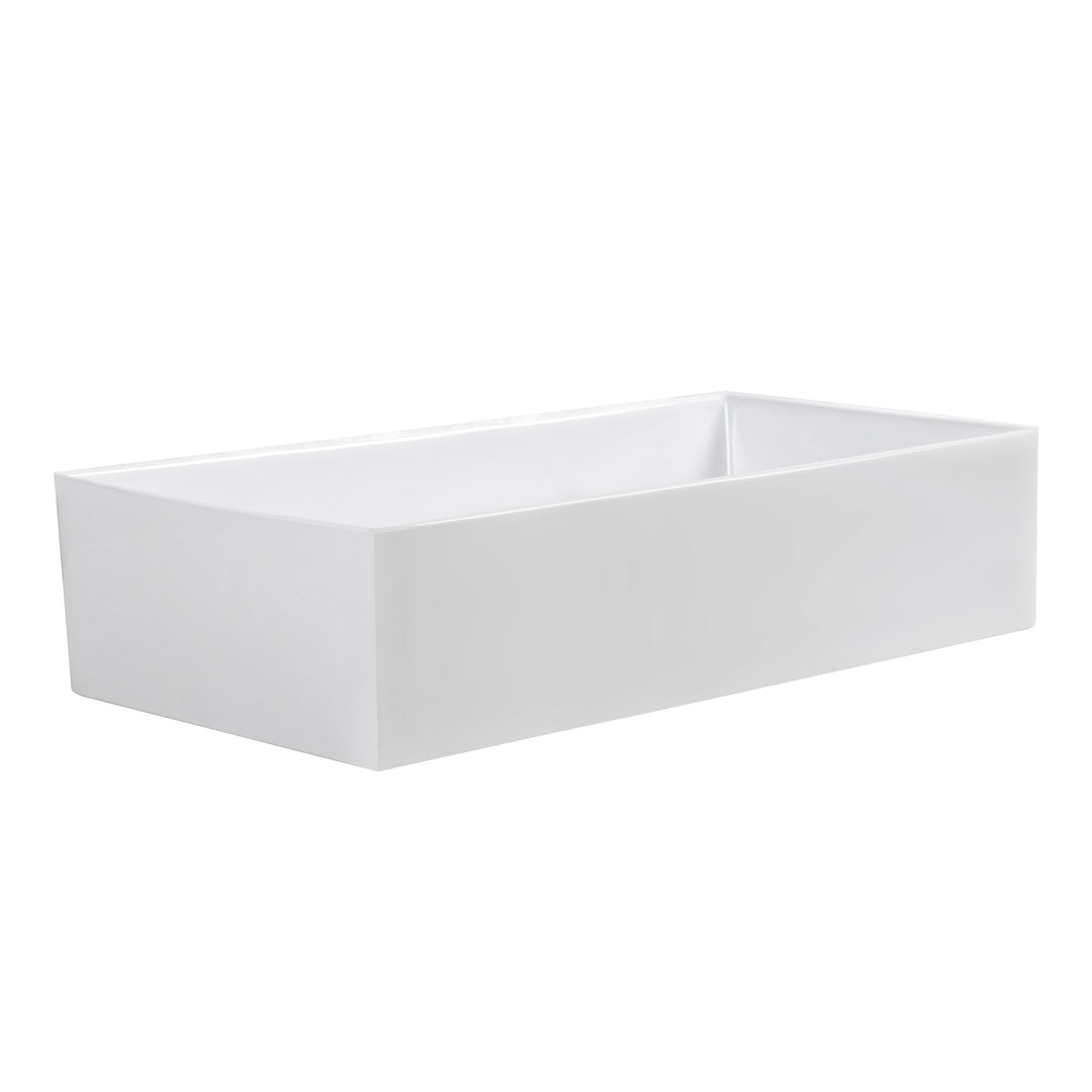 Kosula Glossy White Ceramic Rectangular 36" L x 19.8" W Farmhouse Sink