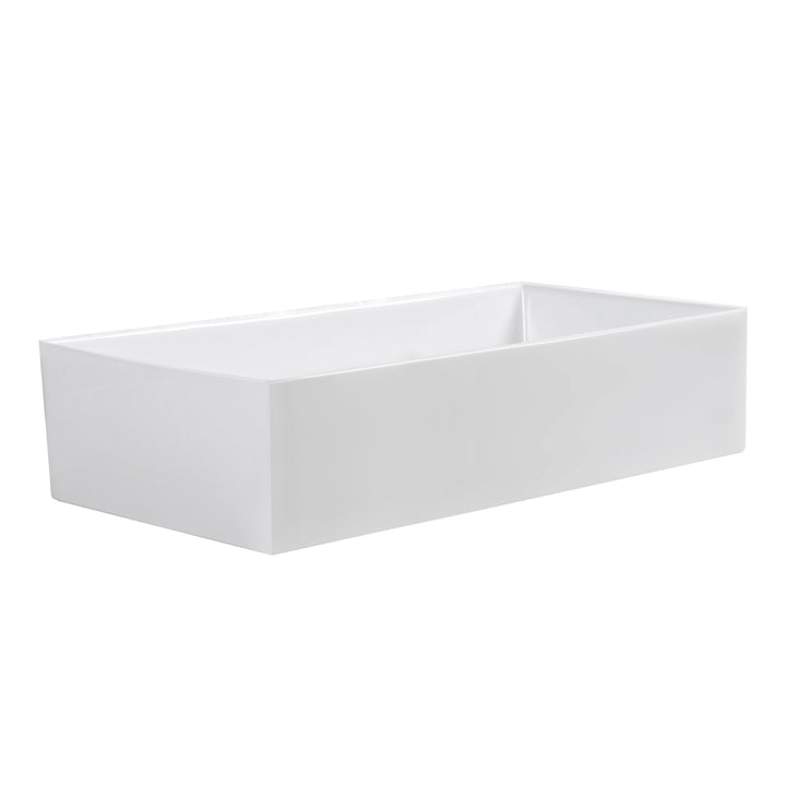 Kosula Glossy White Ceramic Rectangular 36" L x 19.8" W Farmhouse Sink