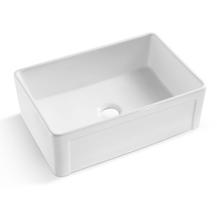 Ancona Glossy White Ceramic Rectangular 30" L x19.7" W Vessel Bathroom Sink