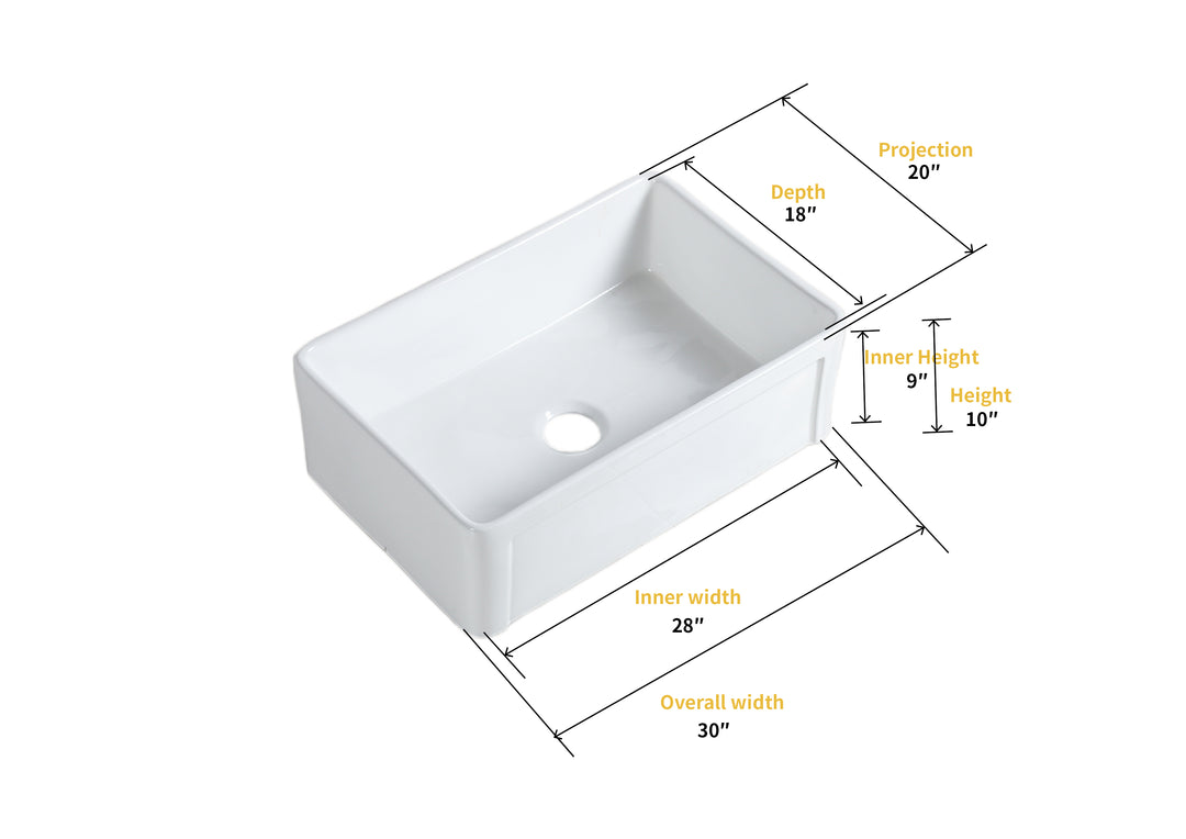 Ancona Glossy White Ceramic Rectangular 30" L x19.7" W Vessel Bathroom Sink
