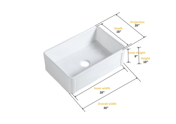 Ancona Glossy White Ceramic Rectangular 30" L x19.7" W Vessel Bathroom Sink