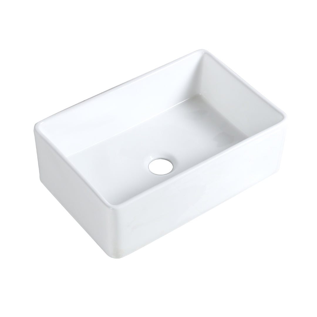 Ancona Glossy White Ceramic Rectangular 30" L x19.7" W Vessel Bathroom Sink