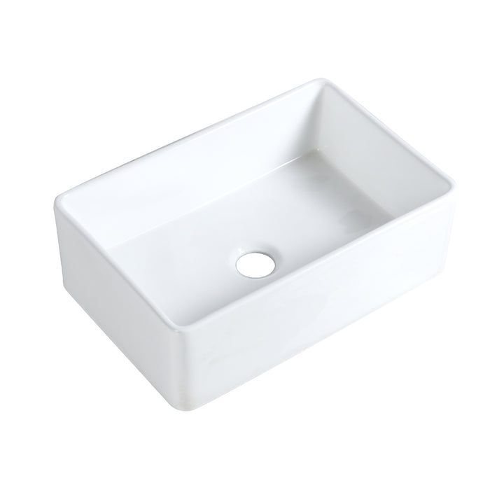 Ancona Glossy White Ceramic Rectangular 30" L x19.7" W Vessel Bathroom Sink