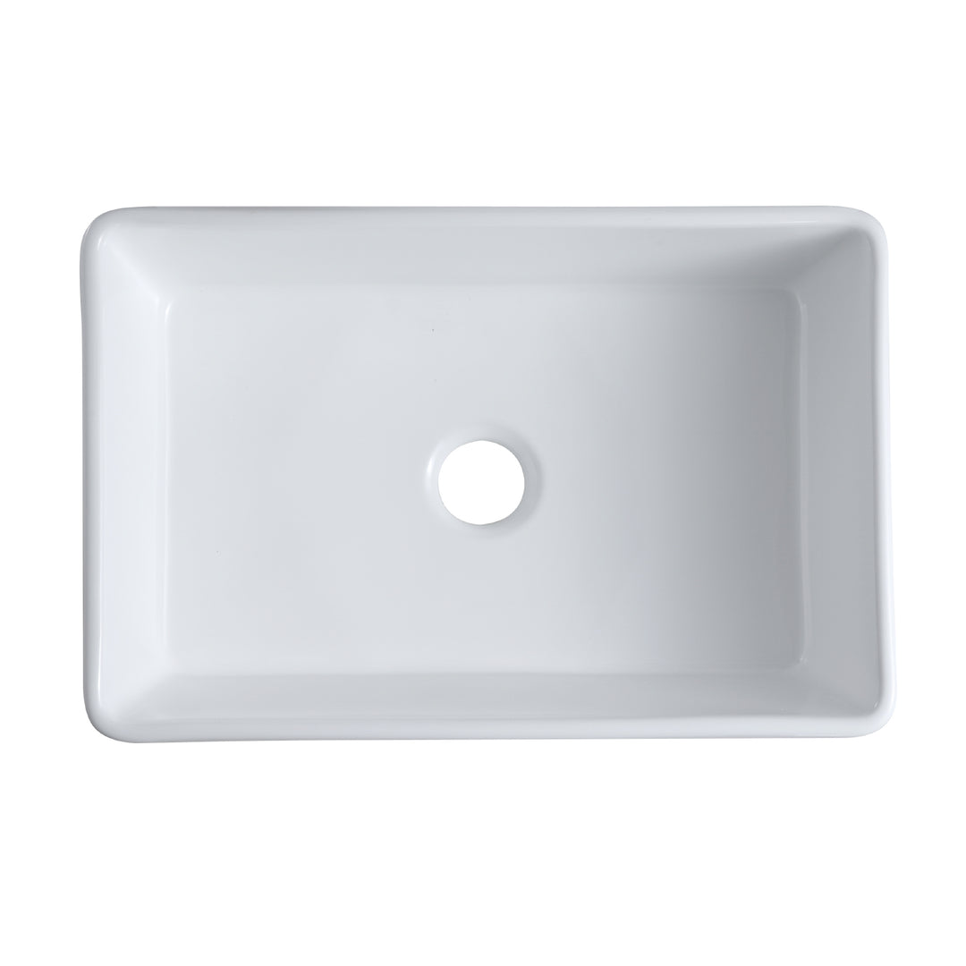 Ancona Glossy White Ceramic Rectangular 30" L x19.7" W Vessel Bathroom Sink