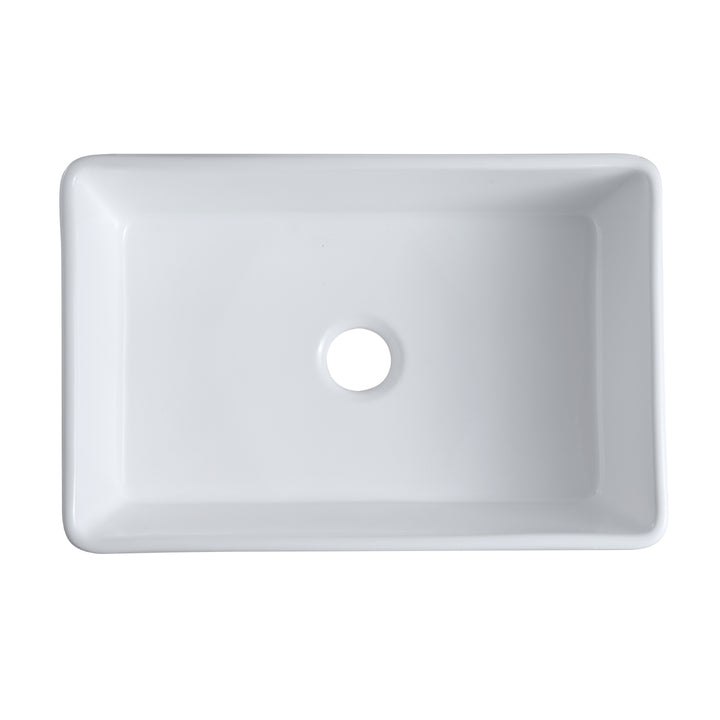 Ancona Glossy White Ceramic Rectangular 30" L x19.7" W Vessel Bathroom Sink
