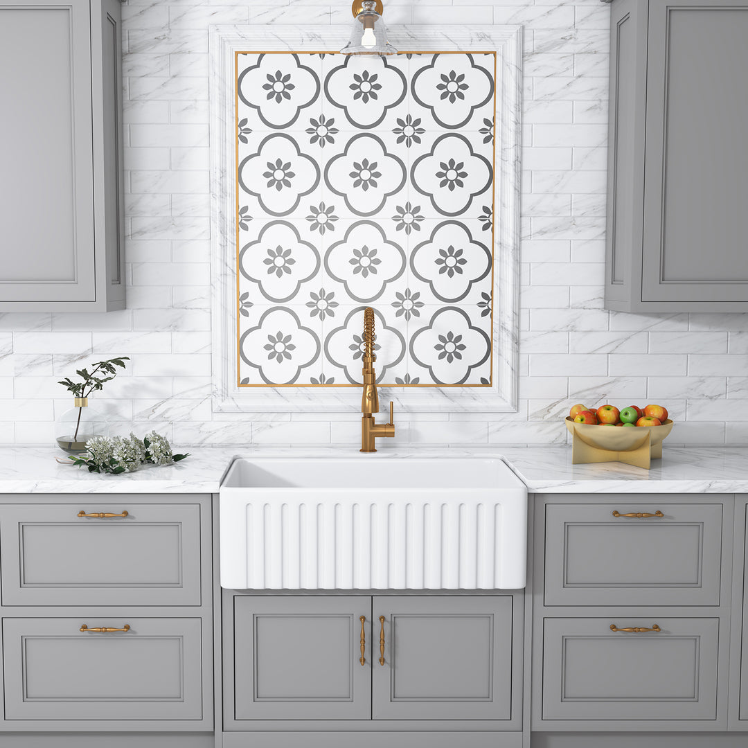 Calabria Porcelain Vitreous China 30" L x 18" W Farmhouse Sink