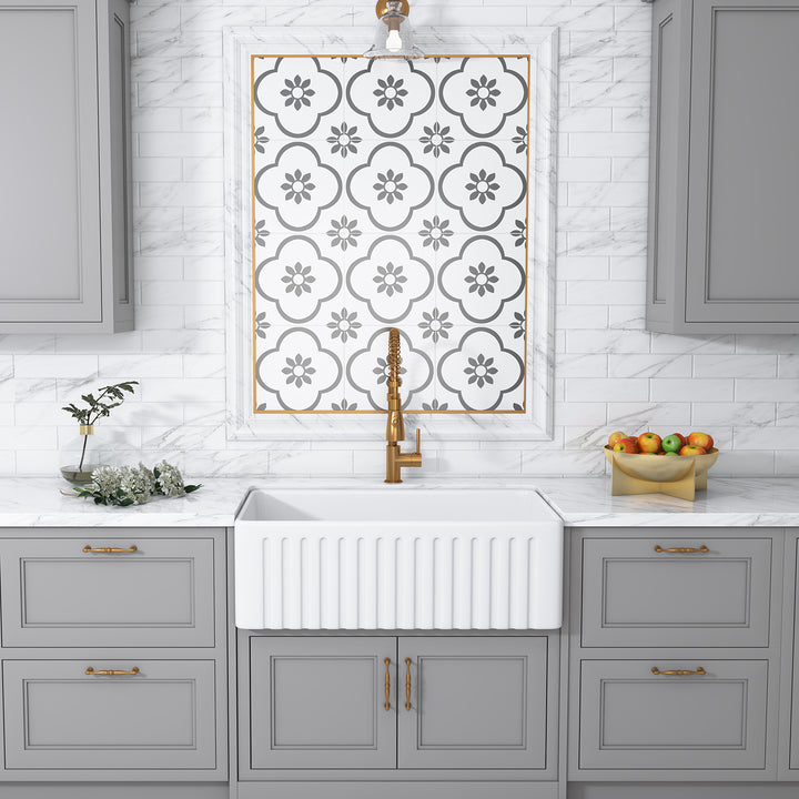 Calabria Porcelain Vitreous China 30" L x 18" W Farmhouse Sink