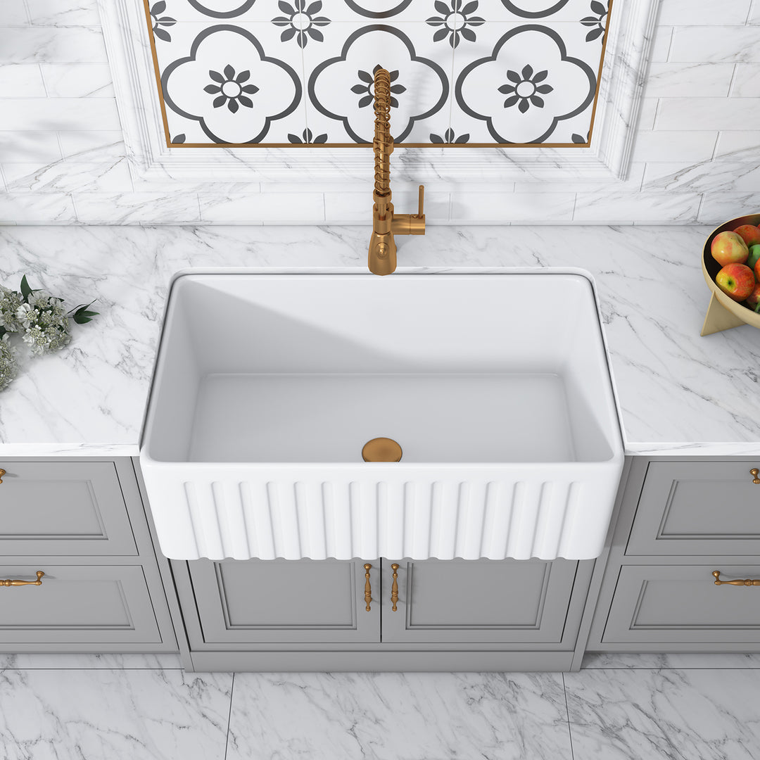 Calabria Porcelain Vitreous China 30" L x 18" W Farmhouse Sink