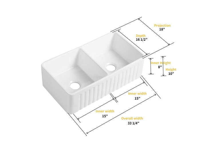 Cremona 33" L x 18" W Farmhouse Double Sinks