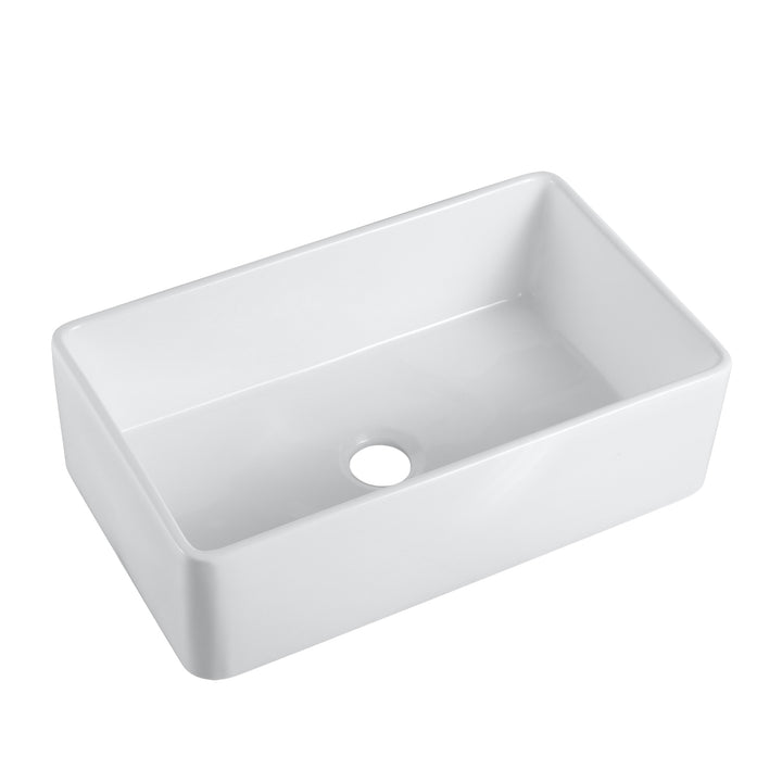 Trento Glossy White Ceramic Rectangular 33" L x 19.7" W Vessel Bathroom Sink